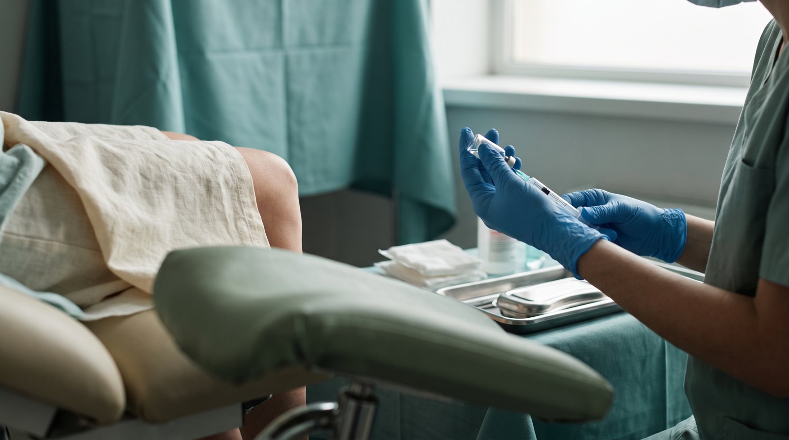 Clinician examining a patient’s knee