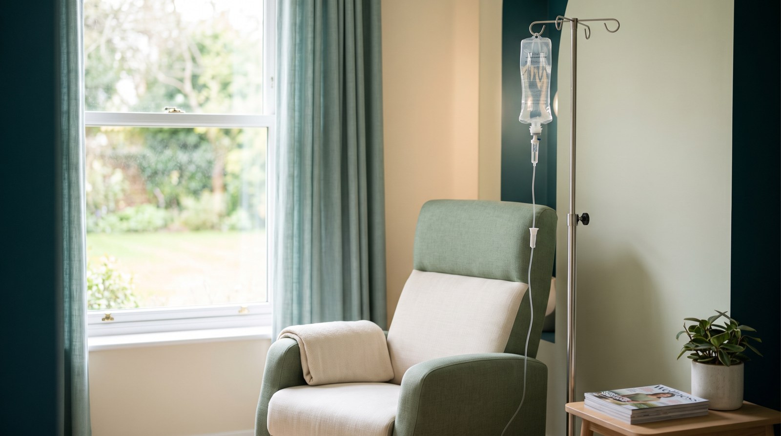 Treatment chair in a hospital day unit