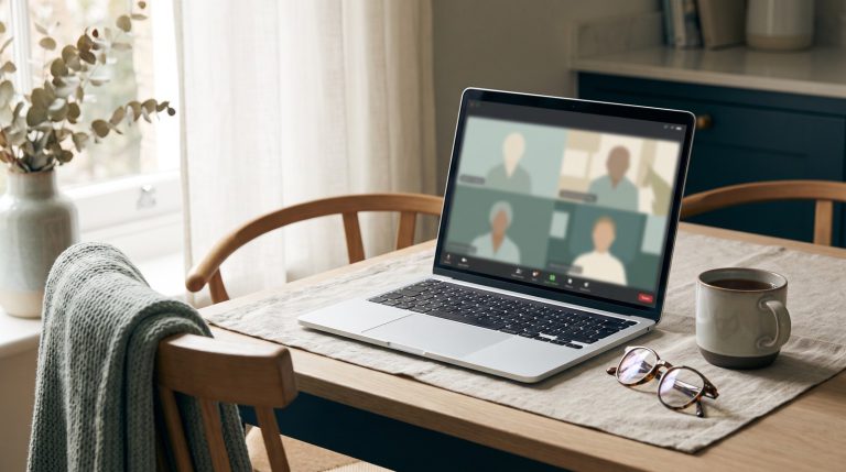 Video call on a laptop